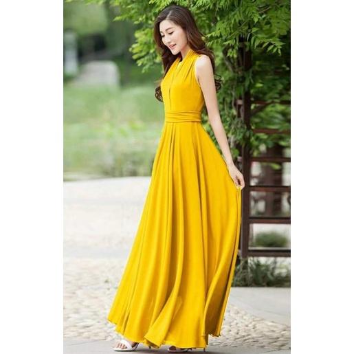 ĐẦM XÒE MAXI DÀI CỔ CHOÀNG NHIỀU MÀU