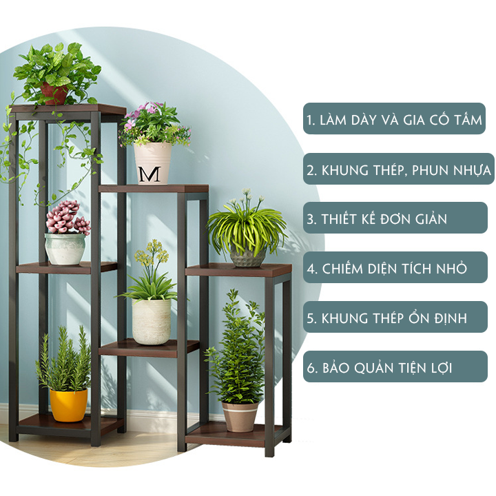 Kệ hoa 3 tầng phòng khách khung thép chắc chắn 2 màu trắng đen, Kệ trang trí cây cảnh để hoa Quà tặng