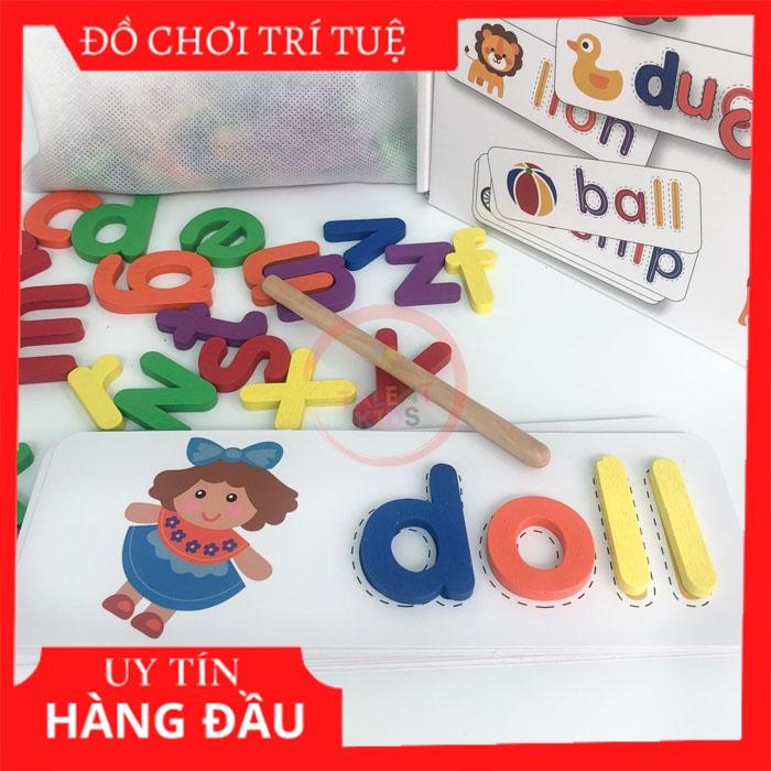 Bộ trò chơi ghép chữ cái bằng gỗ giúp bé học đánh vần tiếng anh