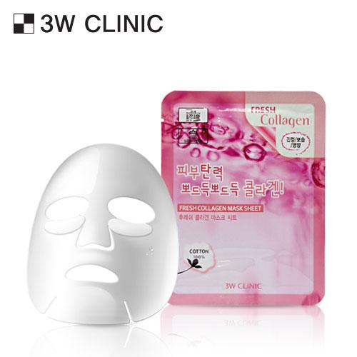 Mặt nạ chiết xuất từ Collagen 3W CLINIC FRESH COLLAGEN MASK SHEET 10 miếng/hộp