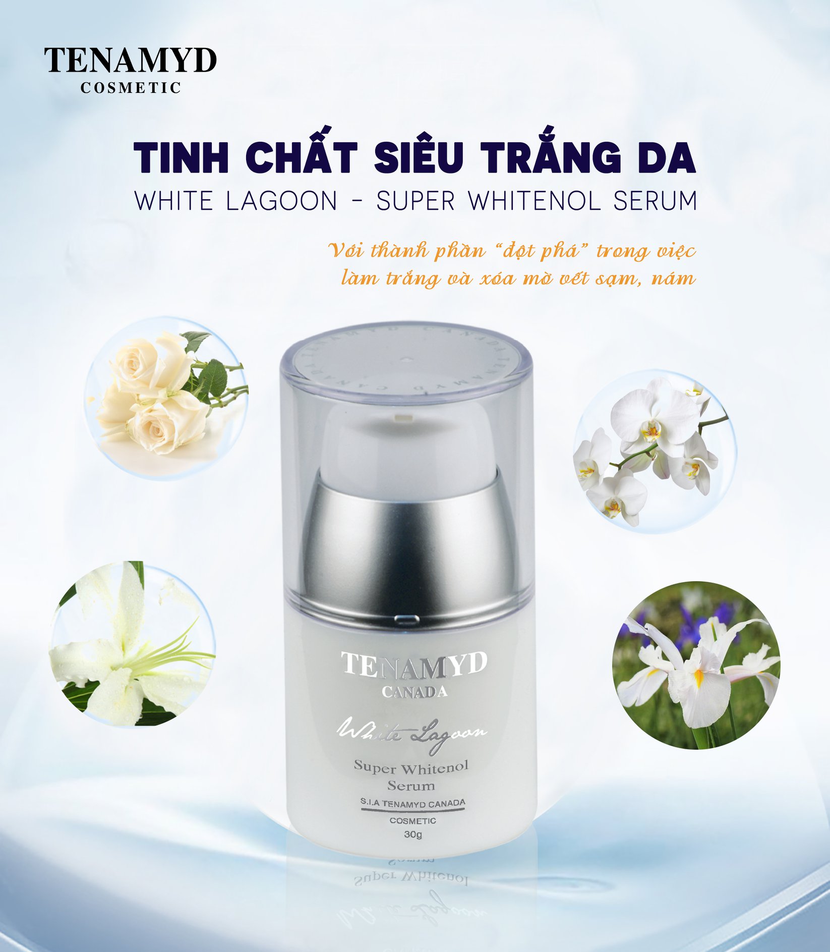 Tinh chất siêu trắng da TENAMYD White Lagoon Super Whitenol Serum 30g