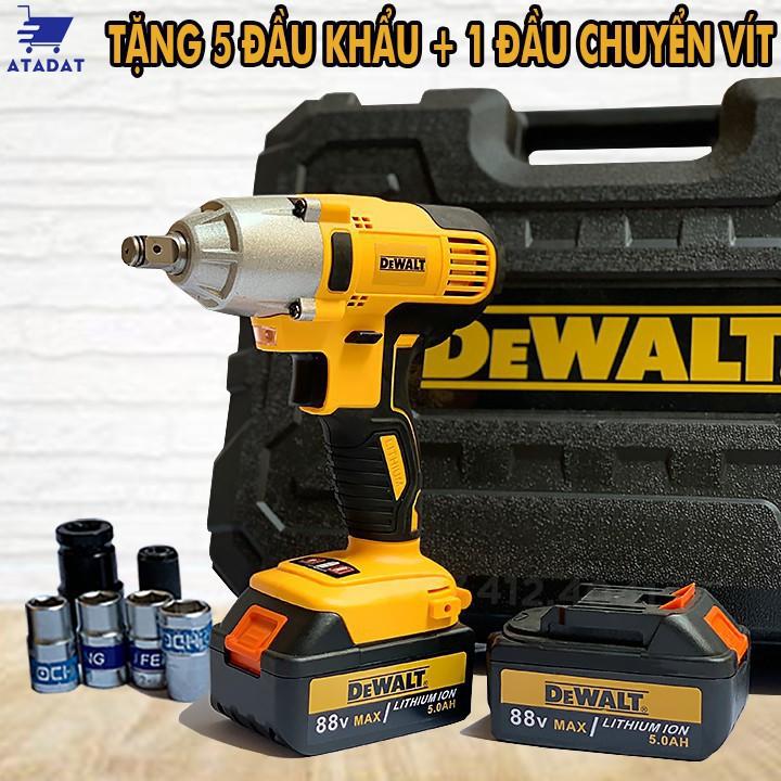 TẶNG 5 ĐẦU KHẨU + 1 ĐẦU CHUYỂN VÍT - SIẾT BULONG DEWALT 88V - MÁY BẮN ỐC, VẶN ỐC DÙNG PIN 10 CELL - LỰC SIẾT 320 N.M