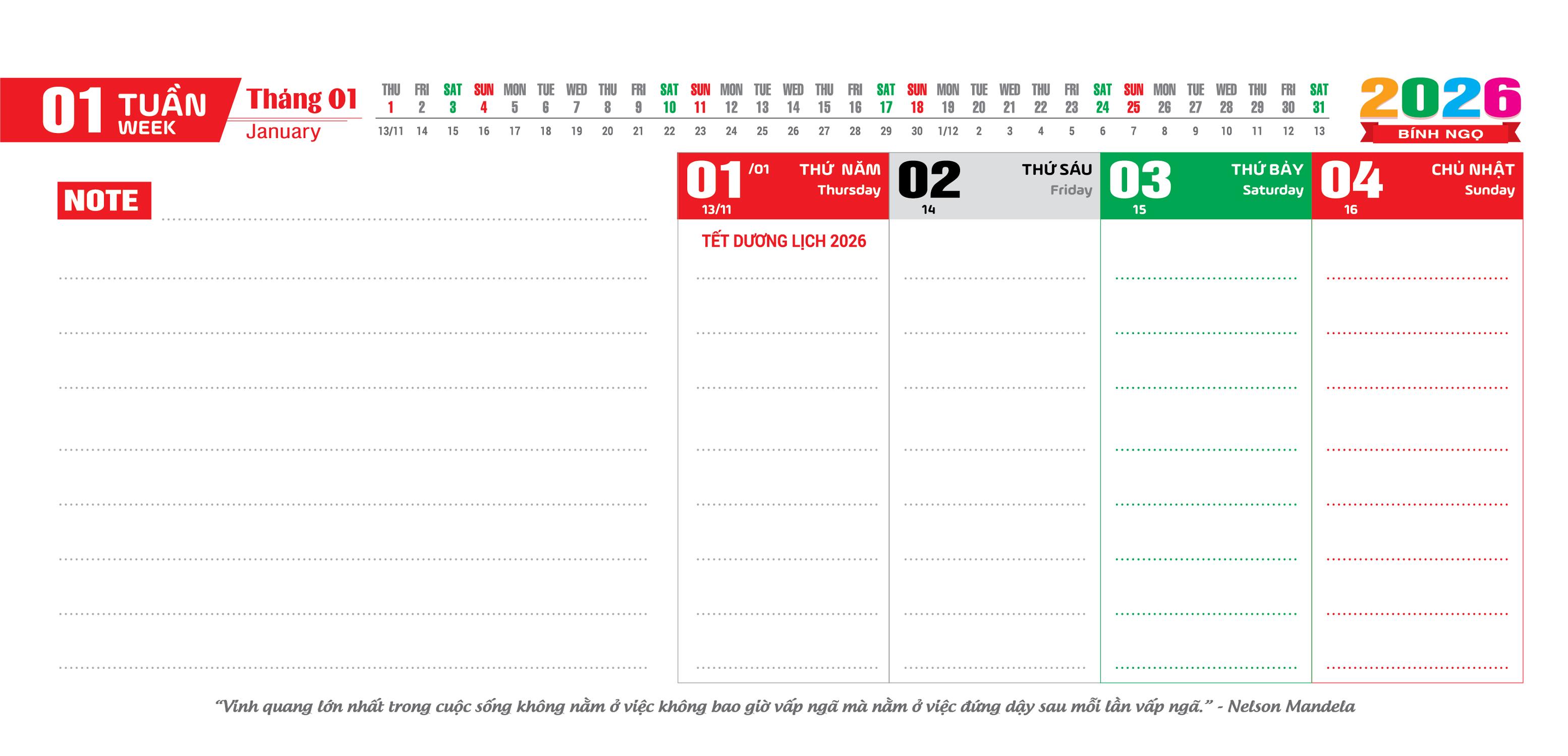 Lịch Bàn 53 Tuần Đế Nhựa Lò Xo Giữa 2026 - Chủ Đề Phong Thủy