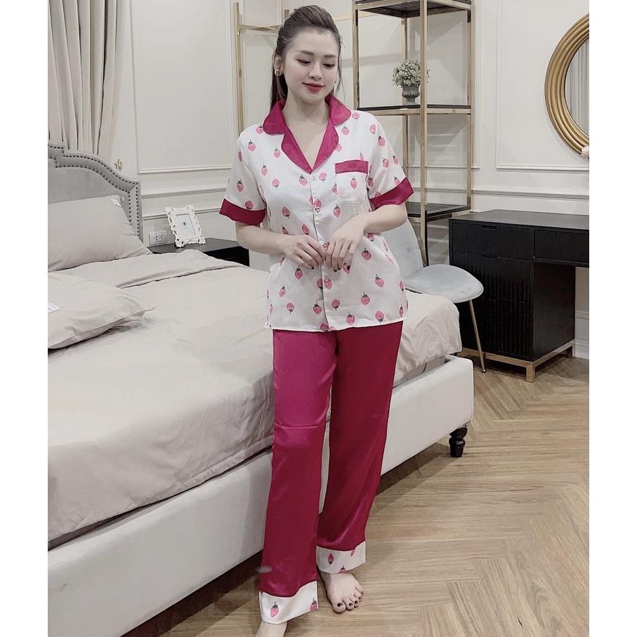 Đồ Bộ Lụa Latin Cao Cấp pyjama Mặc Nhà, Đồ Ngủ Nữ Pijama Cộc Dài