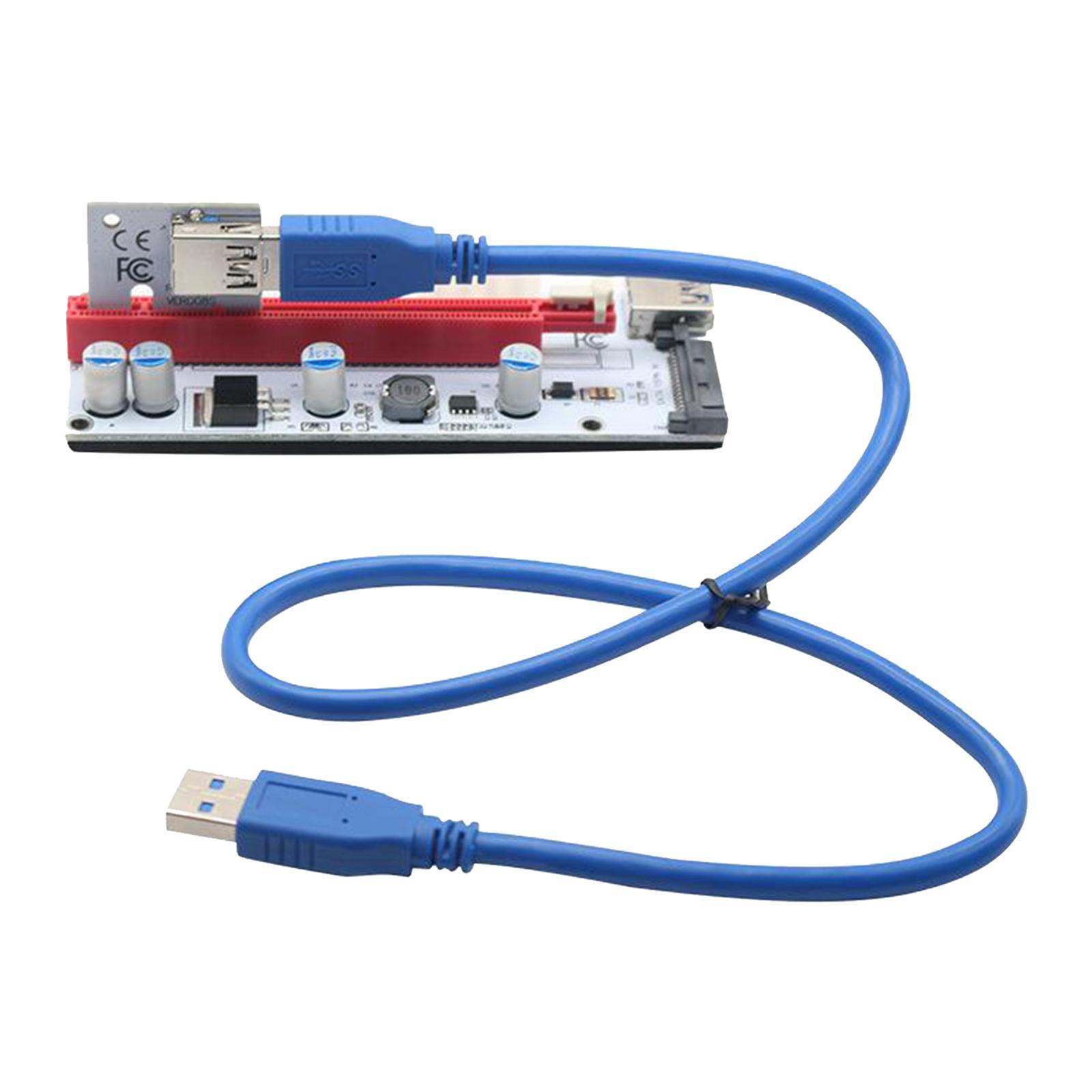 PCI-E Riser Card 008s 4Pin SATA 6PIN 1x to 16x Adapter Card USB3.0 3x