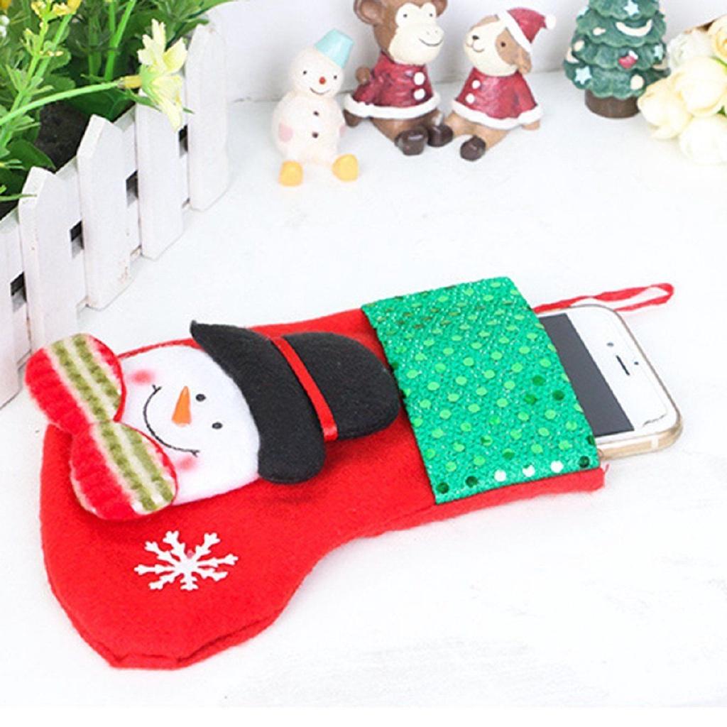 Set 5 Túi Đựng Kẹo / Bánh Quy Trang Trí Cây Thông Giáng Sinh Hình Vớ / Ông Già Noel / Người Tuyết / Ông Già Noel Cỡ Lớn