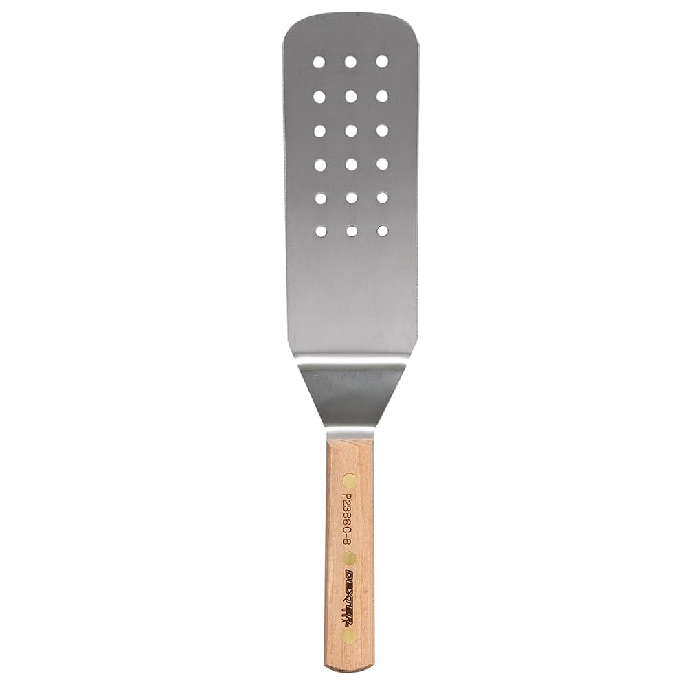Xẻng Xúc Thịt Nướng BBQ, Chiên Rán Chảo Nướng Phẳng, Thép High Carbon Cao Cấp, Mặt Lỗ 203 mm x 75 mm Chuôi Gỗ, Chính Hãng Mỹ Dexter USA