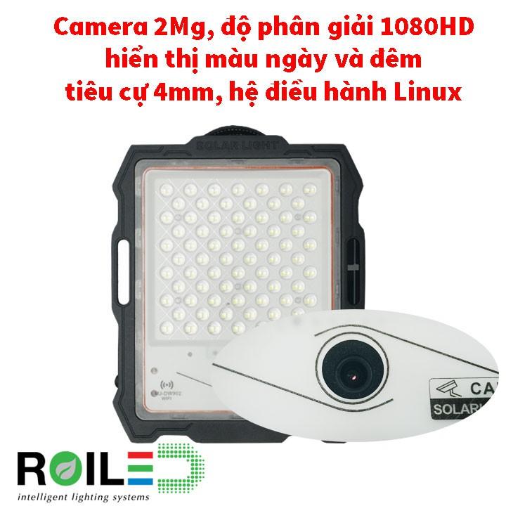 Đèn pha năng lượng mặt trời 200W chính hãng Roiled, đèn siêu sáng kết hợp Camera quan sát CMR-200W