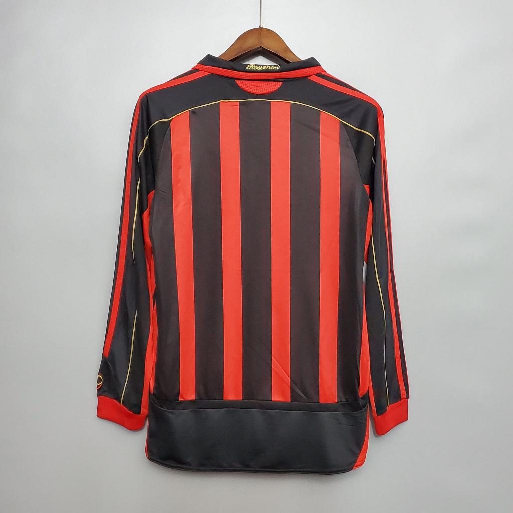 Áo Bóng Đá Retro AC Milan 2006 Dài Tay - Sân Nhà bản cao cấp vải Cotton Polyester