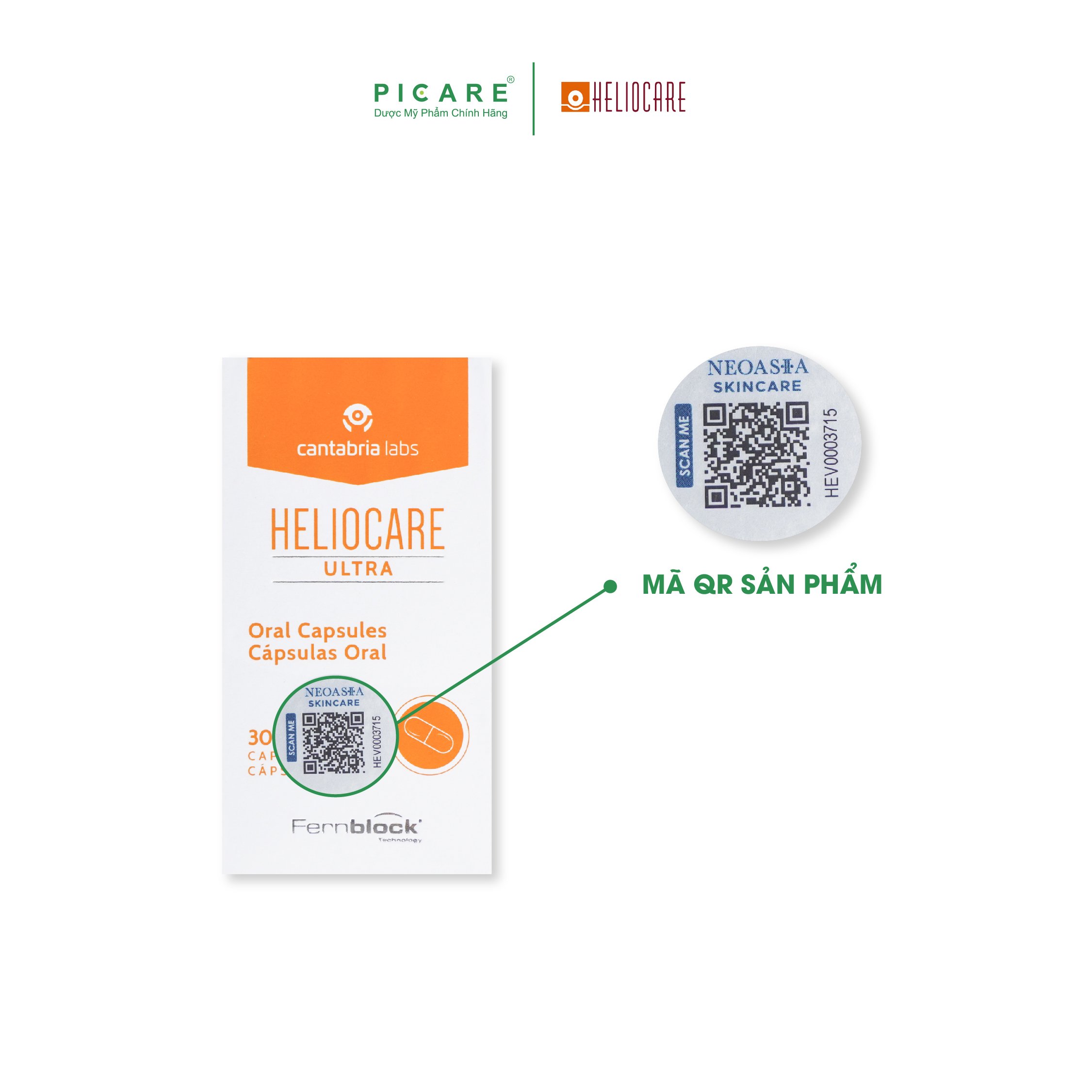 Heliocare Oral Ultra Viên uống chống nắng ngăn ngừa lão hóa và giảm đỏ da loại 30 viên