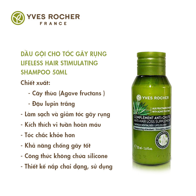 Dầu Gội Dành Cho Tóc Gãy Rụng Mini Yves Rocher Lifeless Hair Stimulating Shampoo 50ml