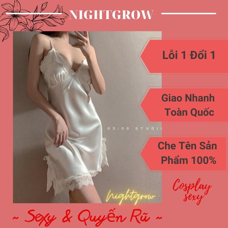 VÁY LỤA REN B08 NIGHTGROW, DỄ MẶC, DỄ NGỦ, LỤA SATTIN MỀM MỊN