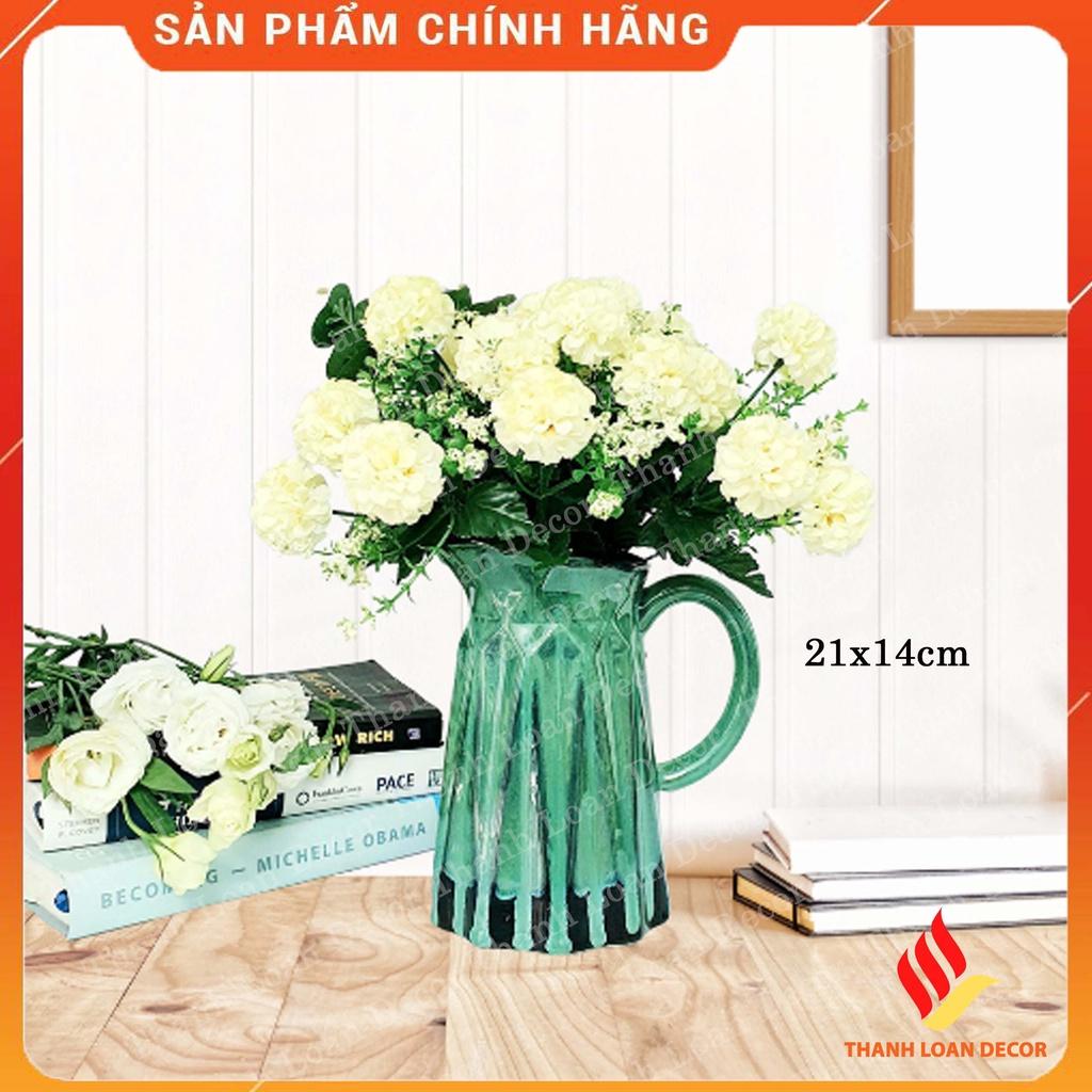 Lọ hoa trang trí men xanh hỏa biến cao 29 cm - Bình gốm sứ Bát Tràng cao cấp