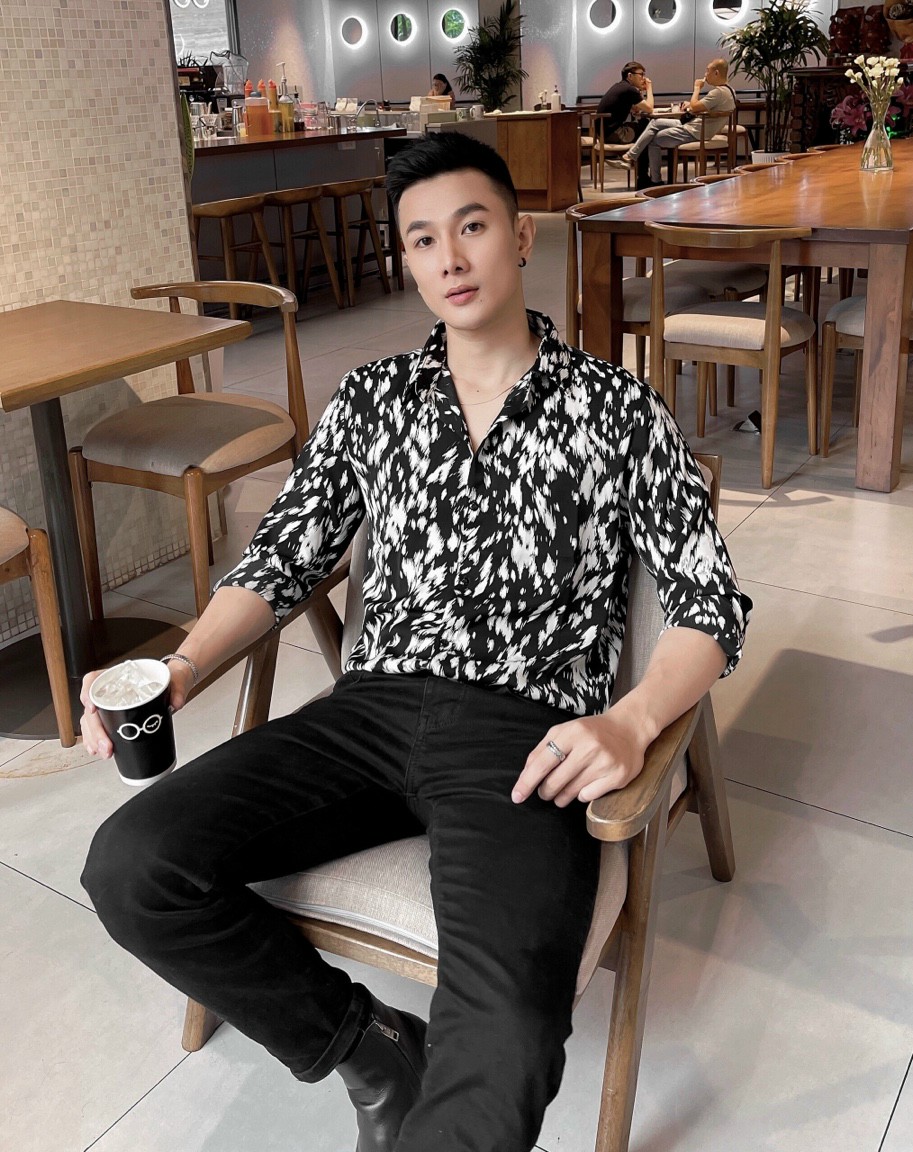 áo sơ mi lụa tay dài họa tiết S9