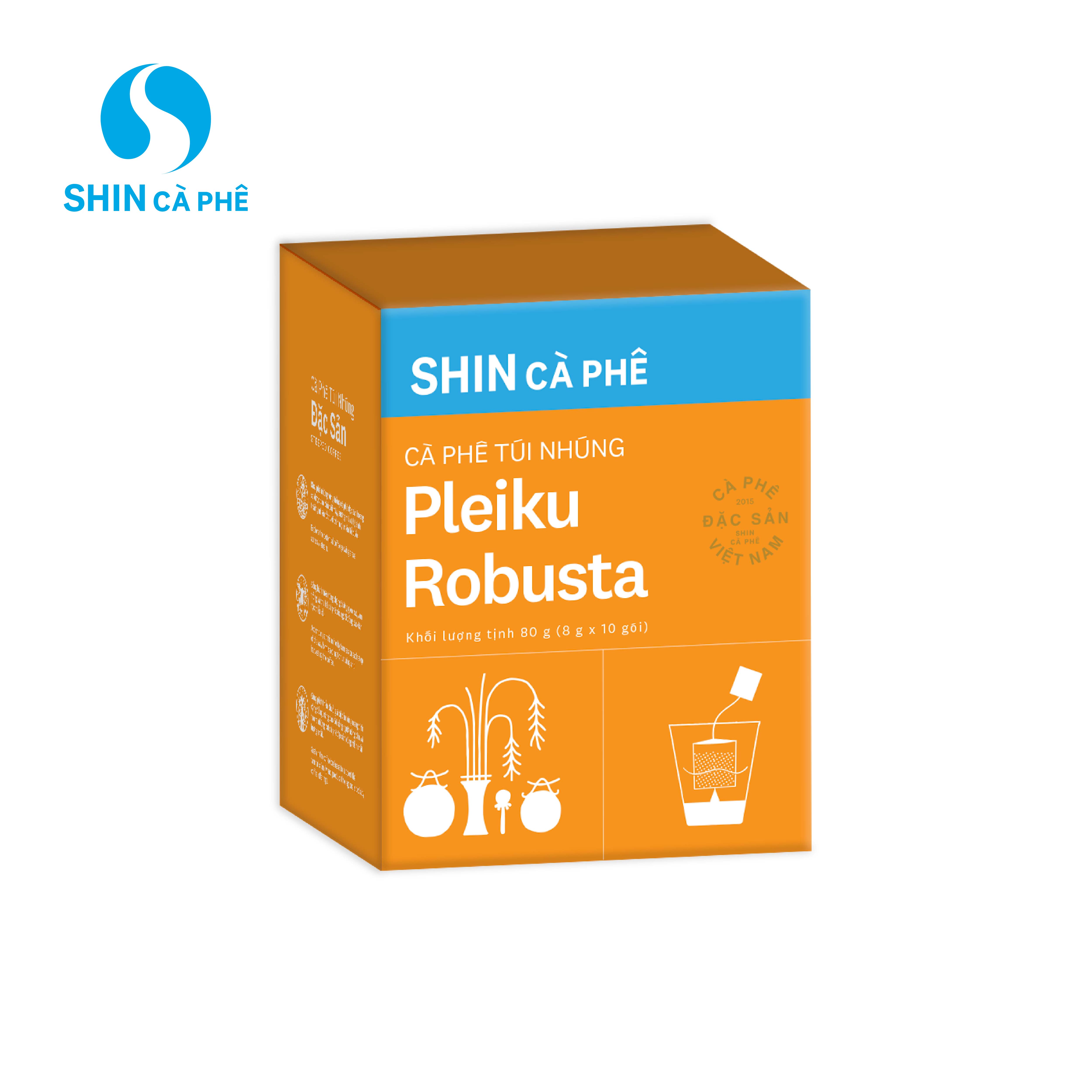 SHIN Cà Phê - Cà phê túi nhúng đặc sản Pleiku Robusta hộp 10 gói
