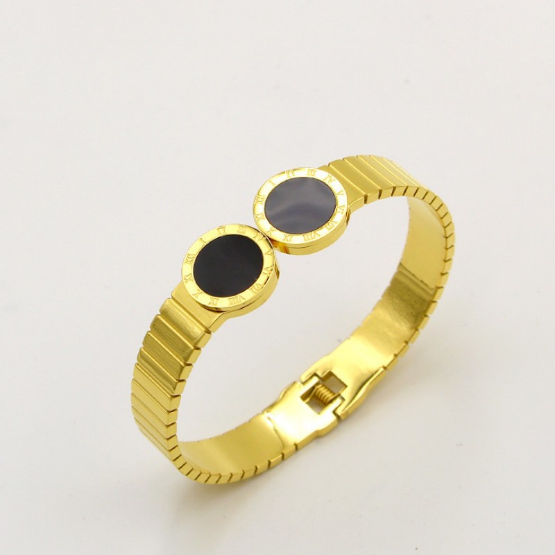 Vòng Tay Nữ 2 Hình Tròn Titan Ko Đen TT 3528