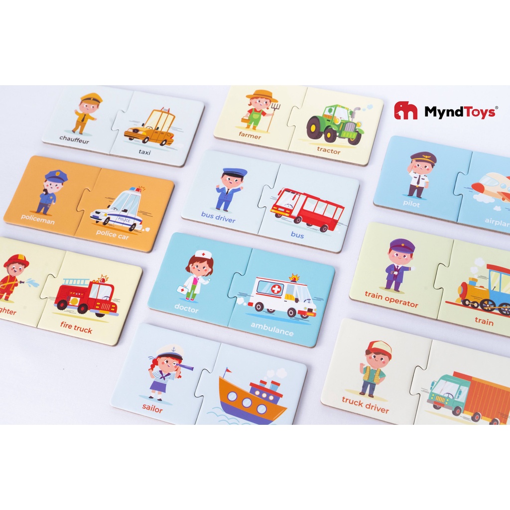 Đồ Chơi Xếp Hình MyndToys My First Puzzle - Jobs & Transportation (Chủ Đề Nghề Nghiệp) Cho Bé Trên 2 Tuổi