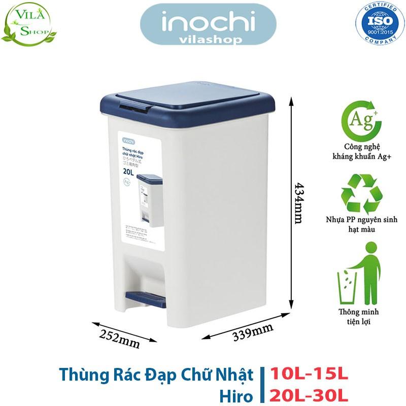 Thùng Đựng Rác, Thùng Rác Nhựa Đạp Chân Có Lõi Nắp Đậy Chữ Nhật Inochi Tiêu Chuẩn Xuất Nhật - Châu Âu - EU