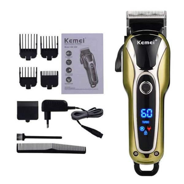 Tông đơ cắt tóc dành cho salon và gia đình kemei KM - 1990 màn hình LCD thông minh 2 tốc độ bảo hành 12 tháng