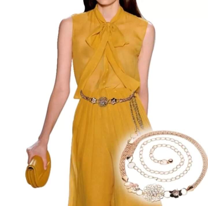 Dây nịt xích thời trang kim loại thanh lịch Freesize dây chuyền khóa chuỗi mạ vàng tây sang chảnh Được mạ hợp chất etimon ko rỉ sét ️