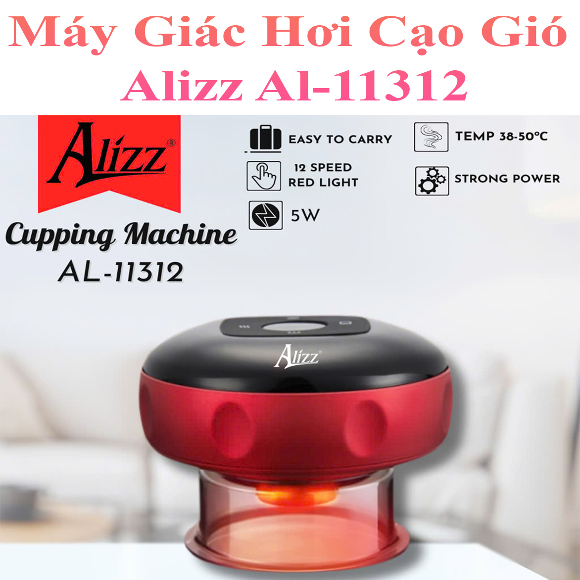 Máy Giác Hơi Cạo Gió Alizz Al-11312 Với 6 Cấp Độ Điều Chỉnh Có Màn Hình Lcd