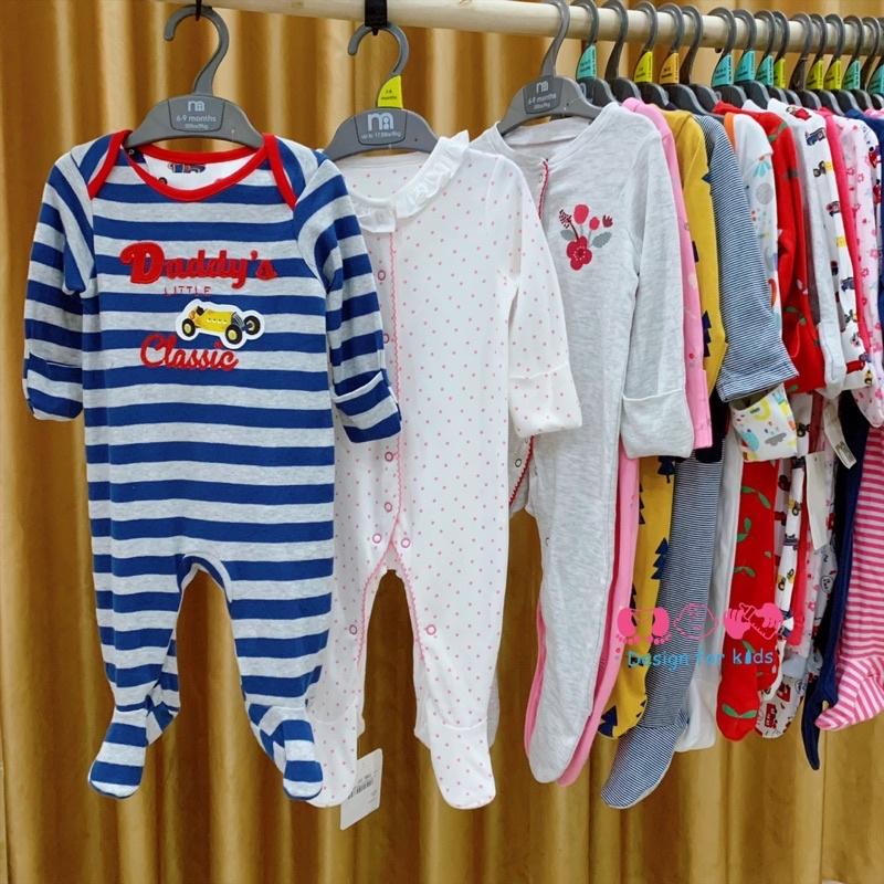 (Chọn mẫu) Sleepsuit / bodysuit hàng Mothercare CÓ BAO TAY LẬT hàng xuất dư cho bé 3-6m (5-7kg)t