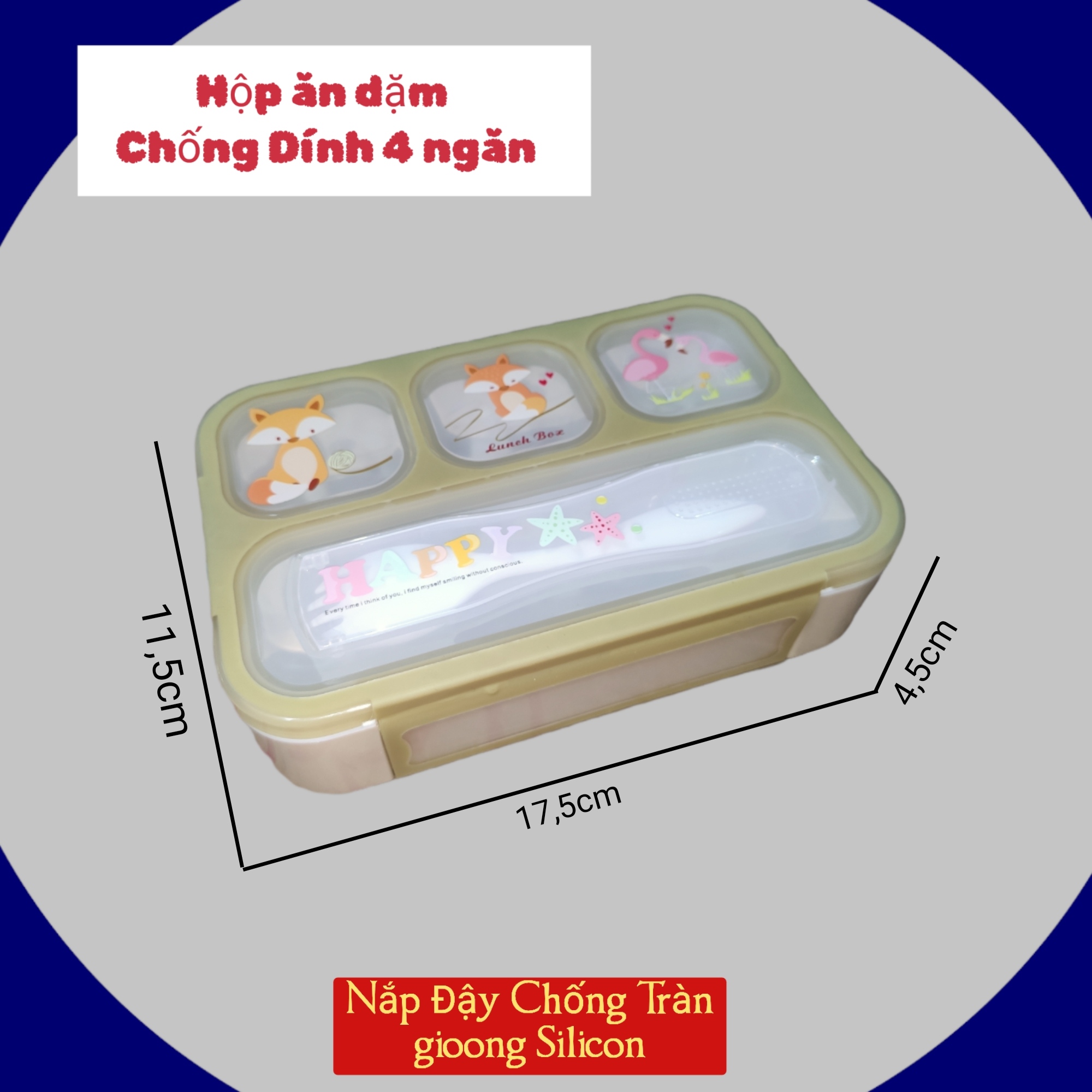 ( Hàng cao cấp ) khay cơm, khay ăn rặm cho bé ( tặng thìa )