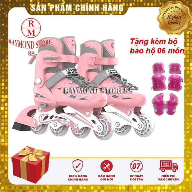 Giày patin cao cấp SWAY-hàng chính hãng, bánh cao su tự phát sáng, điều chỉnh kích thước, tặng kèm bộ bảo hộ 06 món