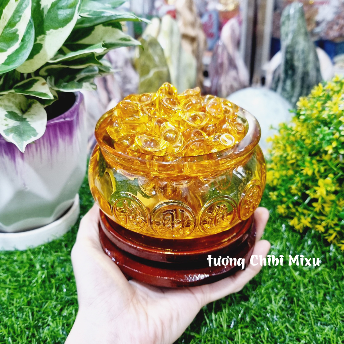 Combo Bát Tụ Bảo 12cm kèm 139 thỏi vàng 2cm Thần Tài may mắn