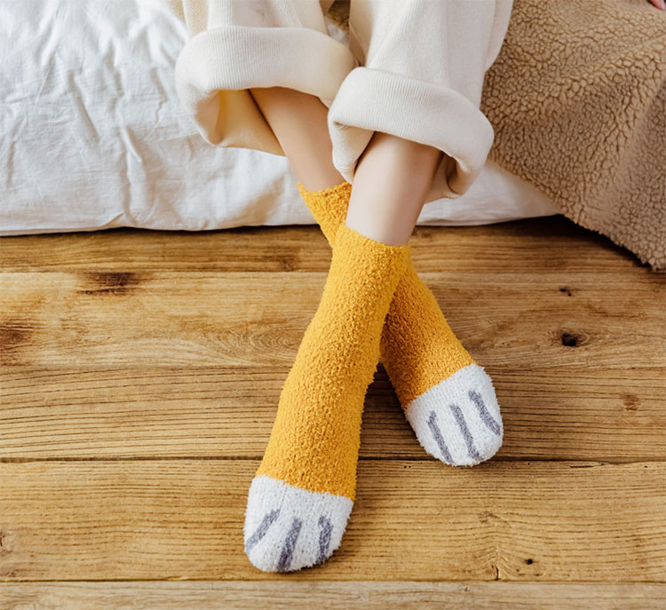 Combo 6 Đôi Tất Vớ Chân Nữ Len Bông Chân Mèo Cổ Cao Ấm Áp Không Lo Mùa Đông Lạnh Giá TN123