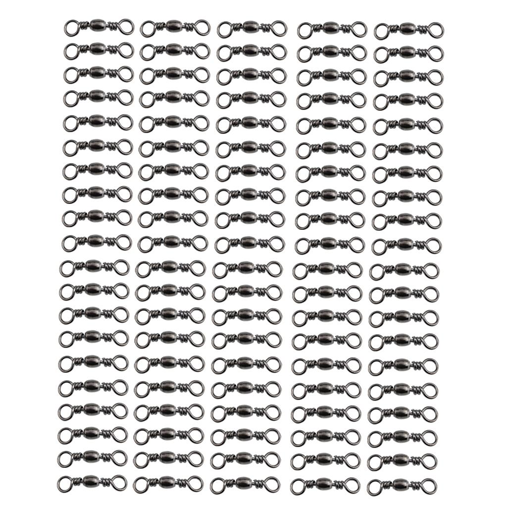 100 Pieces Rolling Barrel Swivels Bearing Hook Ring Fishing Accessories