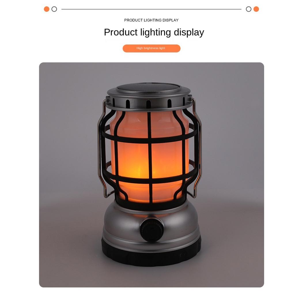 Solar Camping Lantern Phone Charger Waterproof Hanging Lamp Lighting