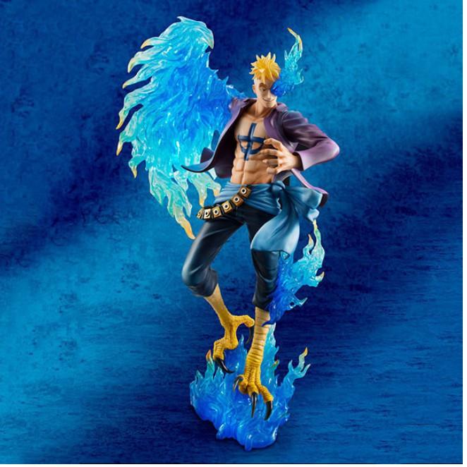 Mô hình One Piece Mô hình Figure Marco Phượng Hoàng màu rất là sắc nét màu xanh cánh lửa đẹp