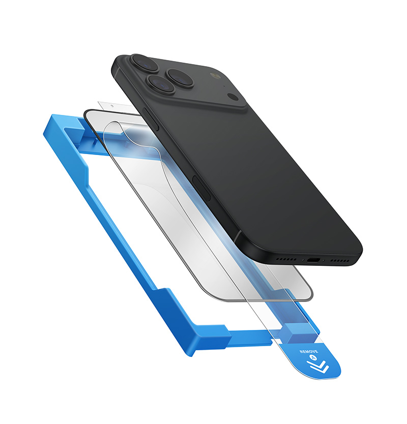 Bộ Dán Kính Cường Lực UNIQ EXOFit™ VIVID/ PRIVACY Cho iPhone 17 Pro Max Trong Suốt &amp; Chống Nhìn Trộm Kèm Khung Dán Hàng Chính Hãng