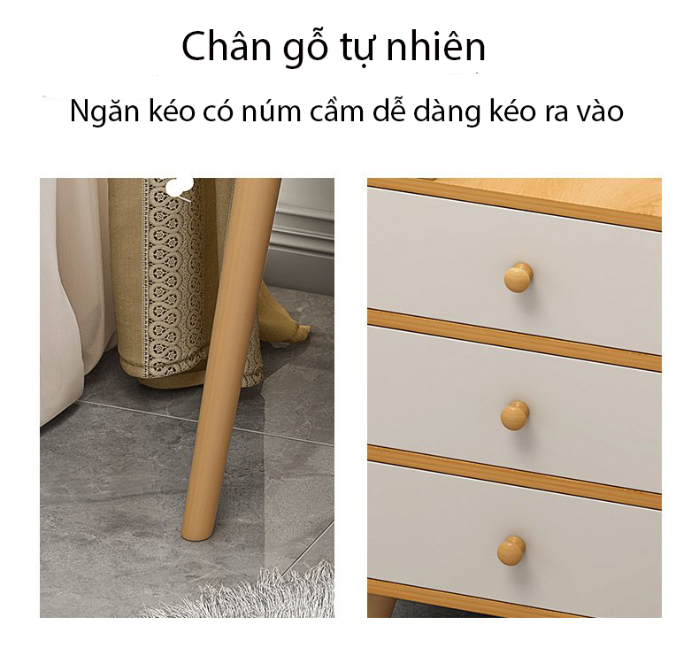 Bàn trang điểm, bàn phấn đơn giản có đèn LED cảm ứng kèm tủ lưu trữ đồ đa năng, chân gỗ tự nhiên chắc chắn mẫu mới