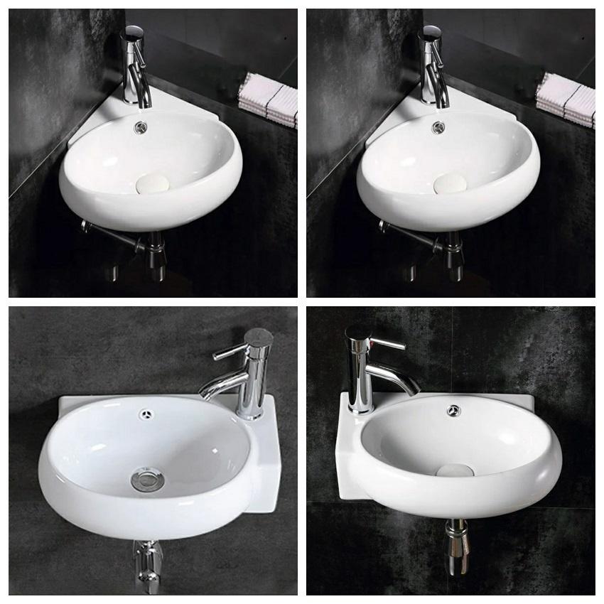 Lavabo góc màu trắng, treo tường nhỏ gọn