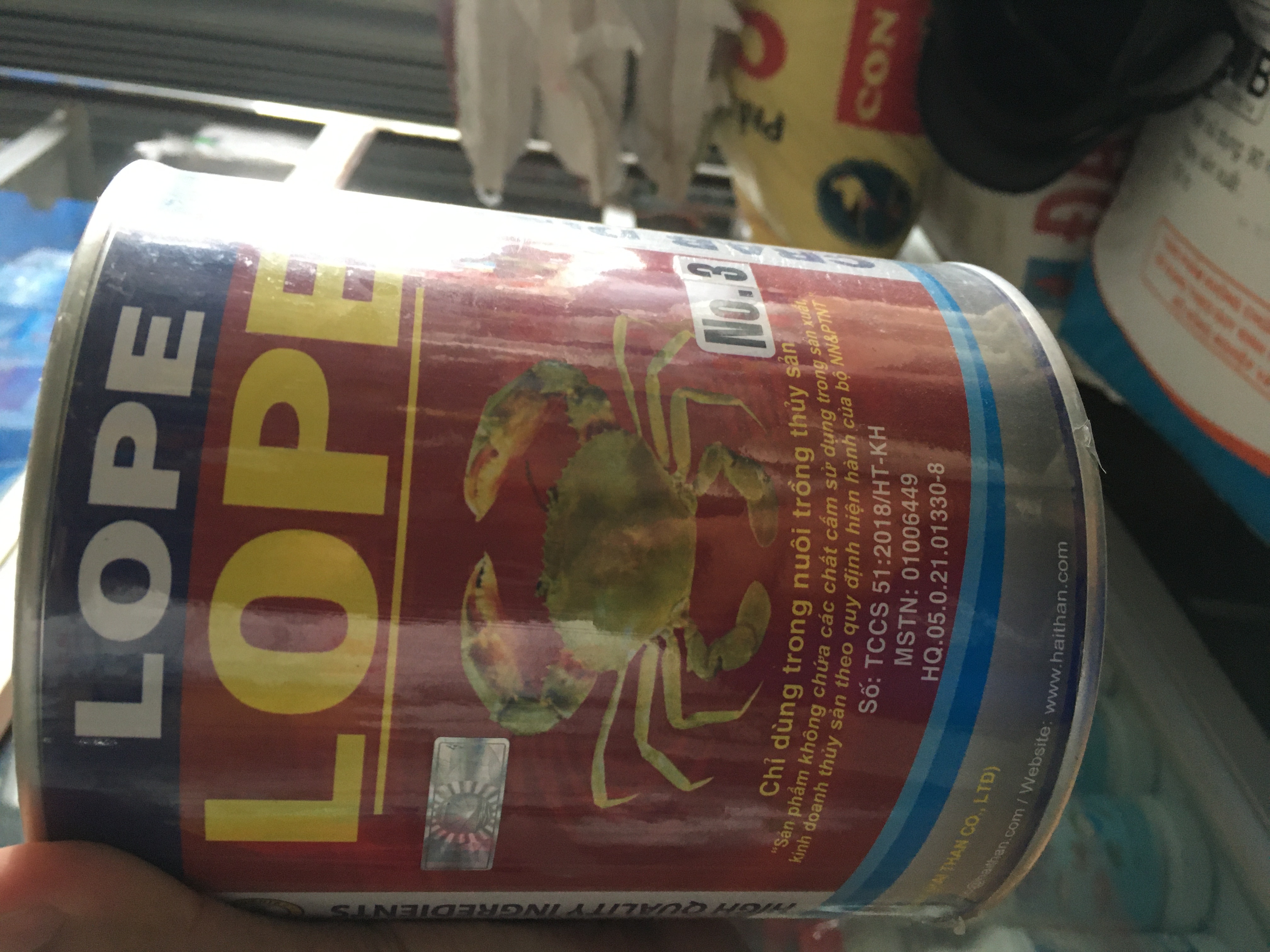 Lope no 3 cua  bổ sung protein , lipid , khoáng vào đồ ăn giúp tôm cua cua cá thuỷ hải sản  mau lớn ,khoẻ mạnh ,tốt