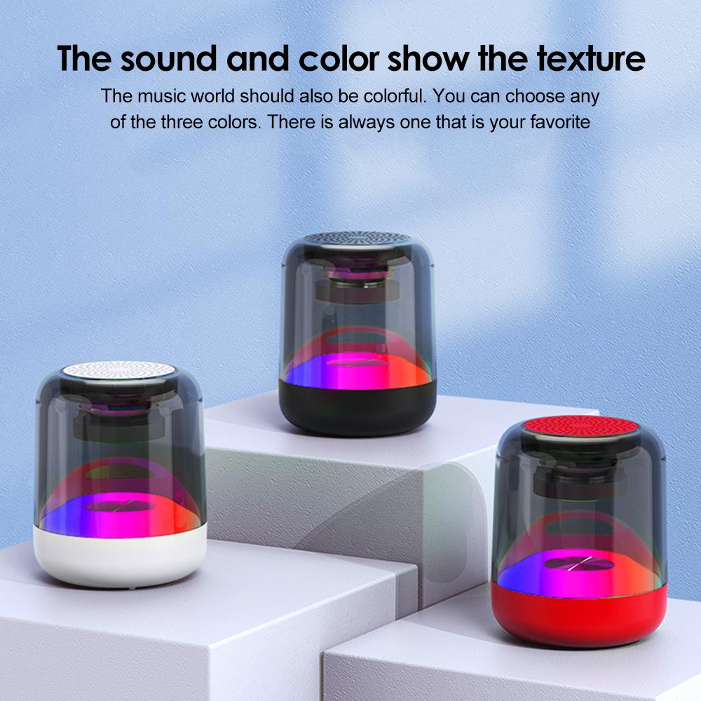 Điện Thoại Di Động Loa Bluetooth Chất Lượng Cao Đèn Nhiều Màu Sắc Không Dây Nhỏ Hộp Âm Thanh Loa Siêu Trầm Di Động Nhà Tác Động Mini Tặng Color: Red