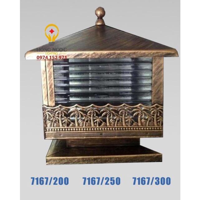 Đèn trụ cổng cây dừa phi 200mm và 250mm mạ màu đồng đẹp