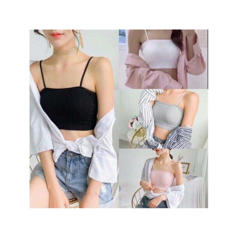 Áo bra nữ 2 dây thun tăm gân áo lót mút mỏng cho bé gái mới lớn học sinh - bra12
