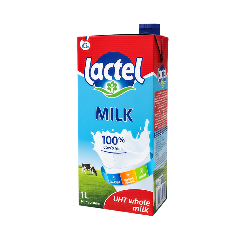 Sữa Tiệt Trùng Nguyên Chất Lactel 1L - Thương Hiệu Pháp, SX Slovenia | Lactel UHT Whole Milk 1L