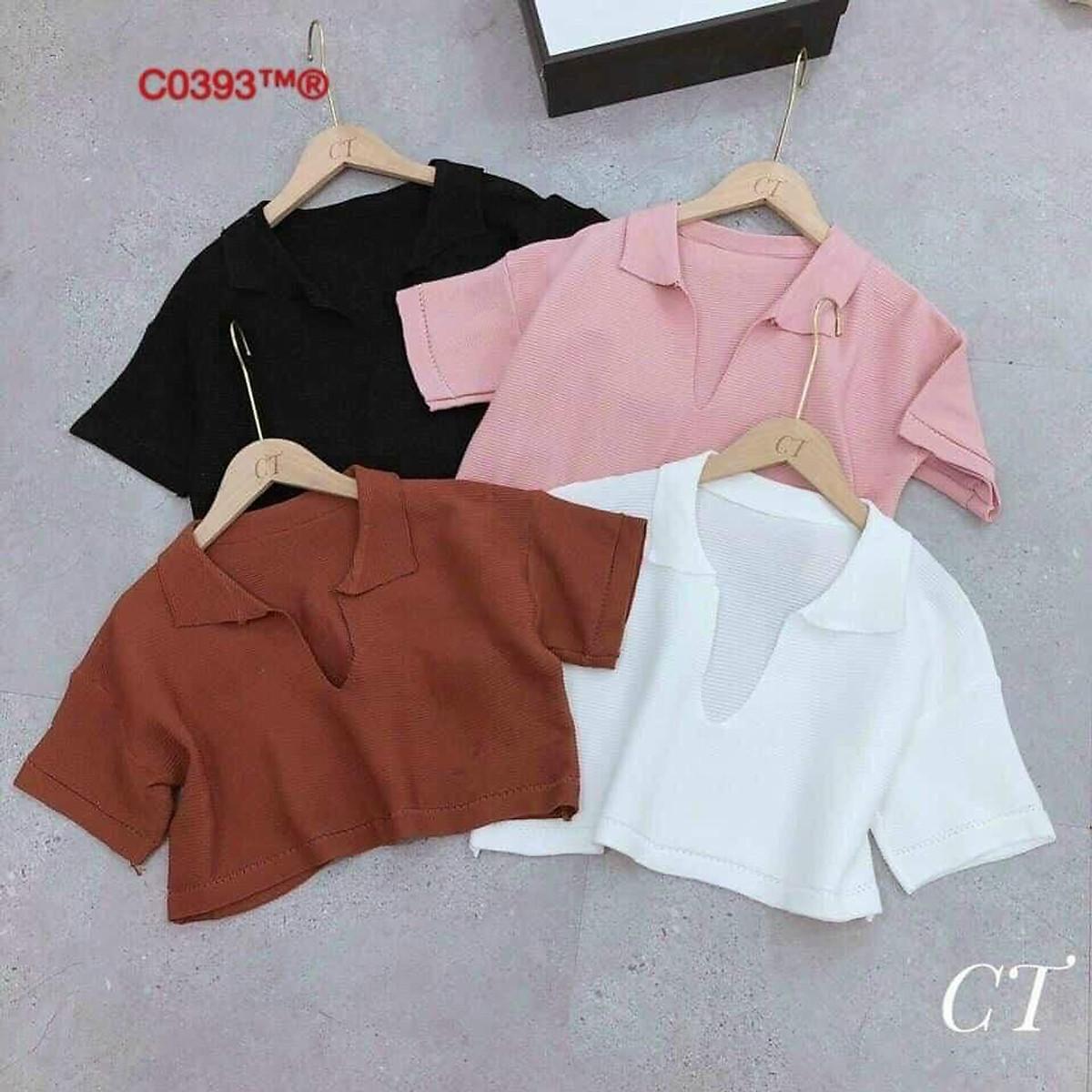Áo Croptop Dệt Kim Tay Ngắn Thiết Kế Cổ Chữ V Quyến Rũ Xinh Xắn Cho Nữ