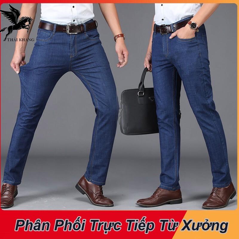Quần jean nam ống suông vải mềm cao cấp big size cho người 55-100kg