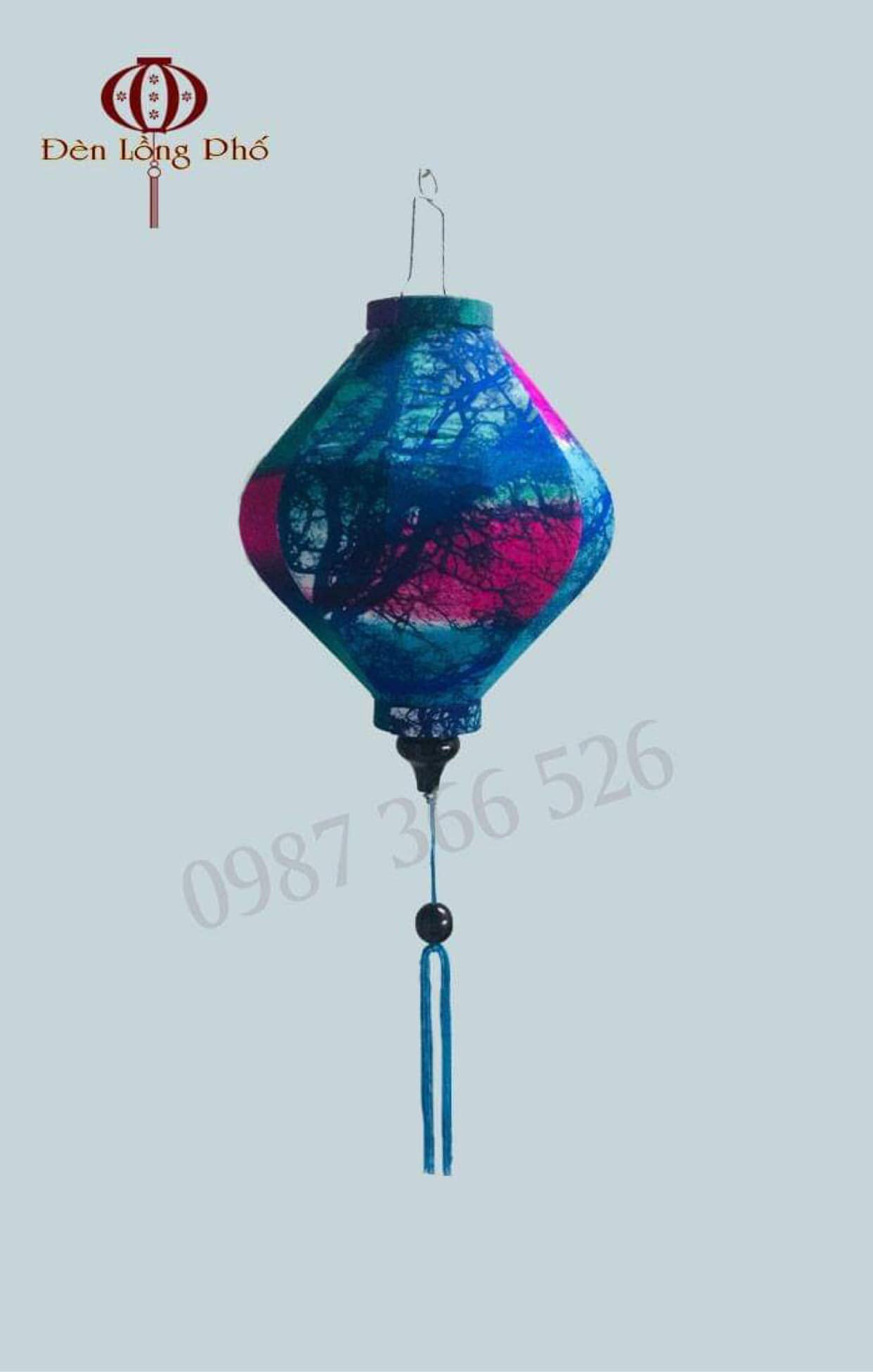 Đèn lồng vải lanh hoa xinh xắn size 30 cm xuất xứ Hội An
