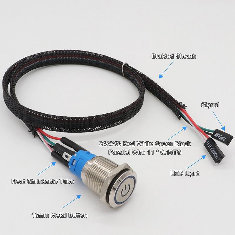 Máy chủ PC Bắt đầu Nguồn SW Công tắc nút Khởi động lại máy tính Công tắc nút SW bằng cáp Màu sắc: D2