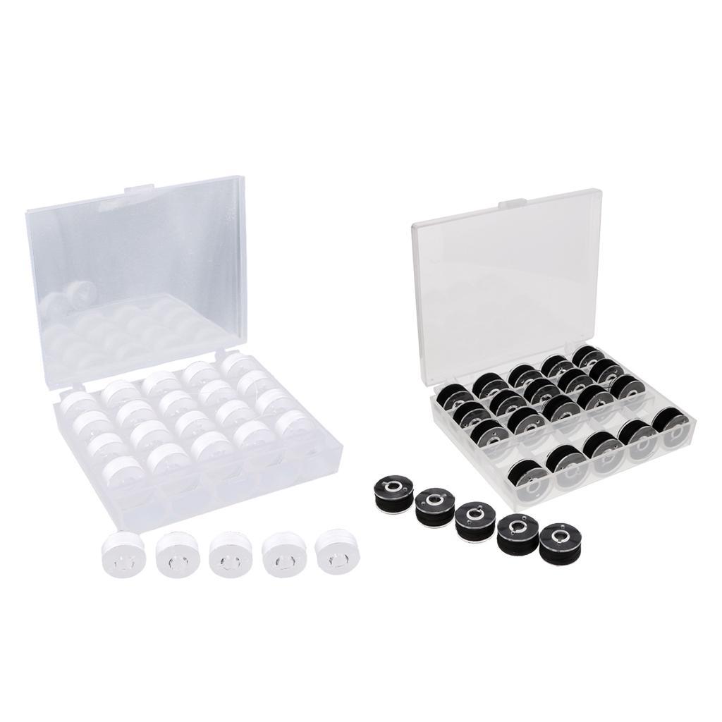 50Pcs Polyester Sewing Machine Thread String Bobbins with Plastic Case
