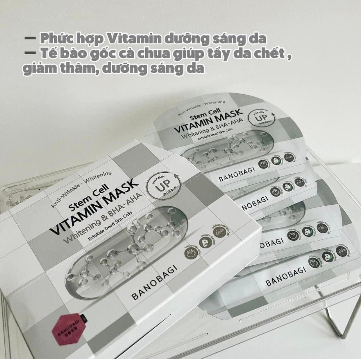 hộp 10 miếng Mặt Nạ Banobagi Stem Cell Vitamin Mask Whitening and BHA-AHA 30g