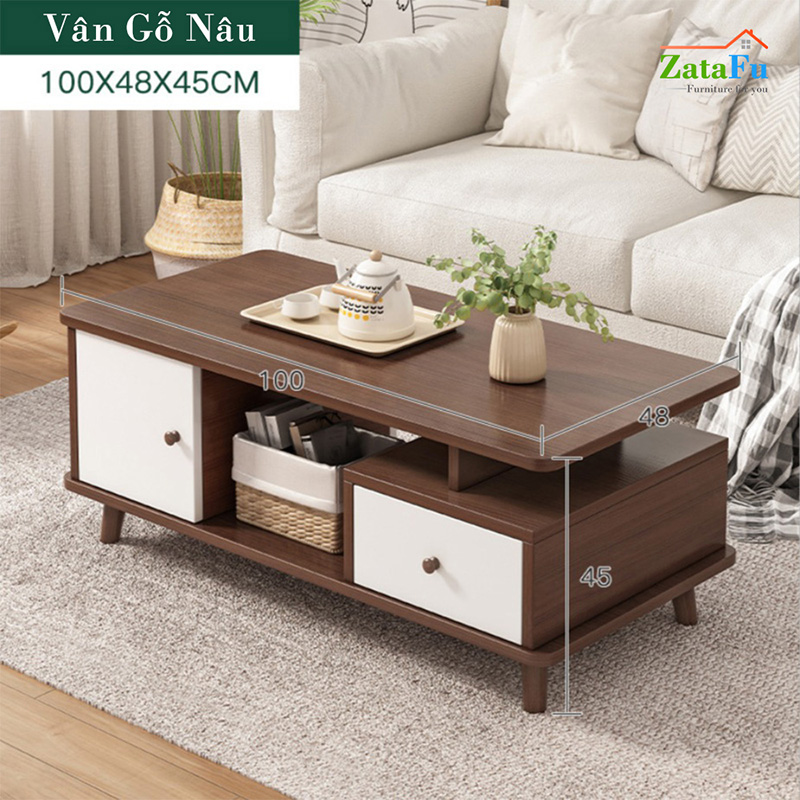 Bàn Trà Sofa Gỗ Phòng Khách Hiện Đại Chân Gỗ BSF-02