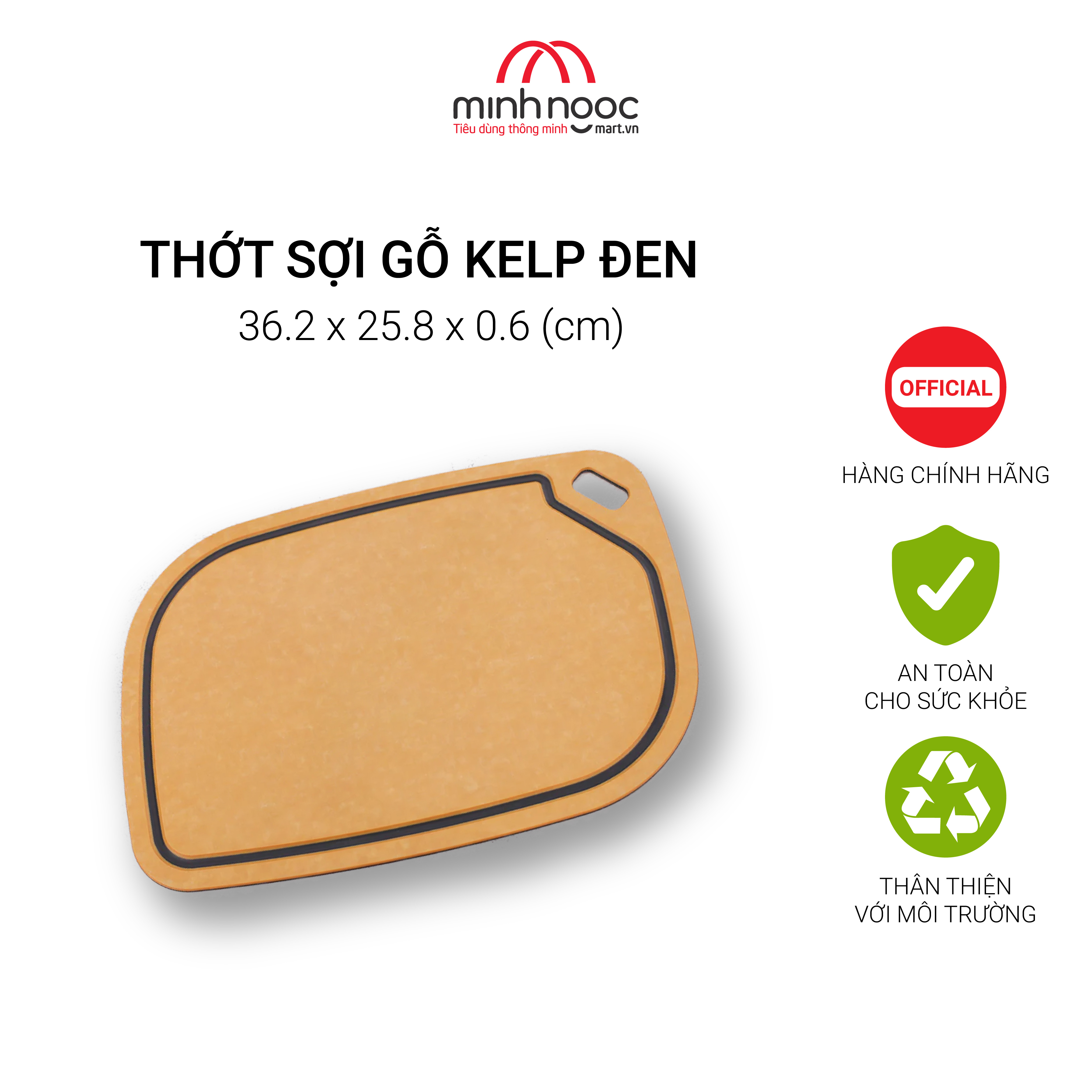 Thớt sợi gỗ Neoflam kelp đen chịu nhiệt 170℃, chống xước thân thiện với dao, không chứa BPA