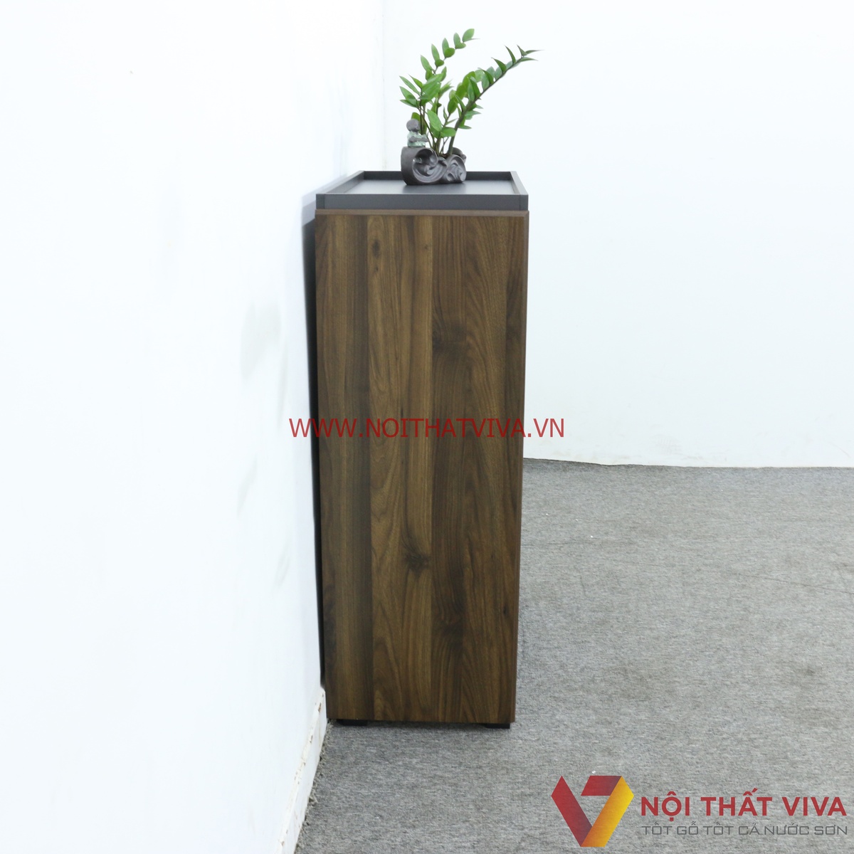 Tủ Giày Gỗ 5 Tầng Tiện Dụng Nhập Khẩu Hiện Đại Màu Nâu Vân Gỗ Phối Xám